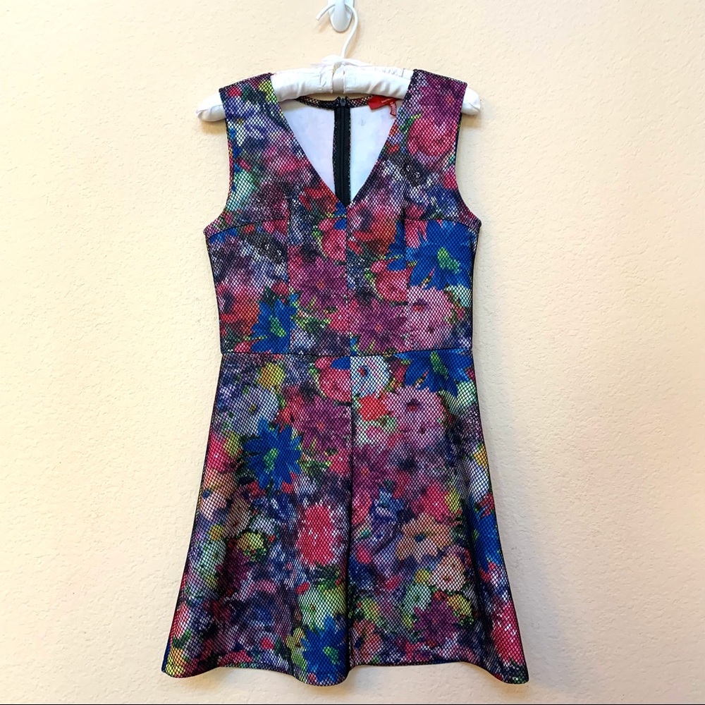 Saks Fifth Avenue RED Fishnet Floral Dress